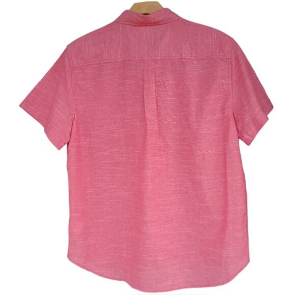 NWT Eddie Bauer Men’s Red Chambray Cotton Short Sleeve Button Down Shirt Size L - Picture 2 of 11